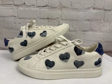Kurt Geiger London Shoes White Leather Lane Lover Denim Blue Heart Sneakers 37