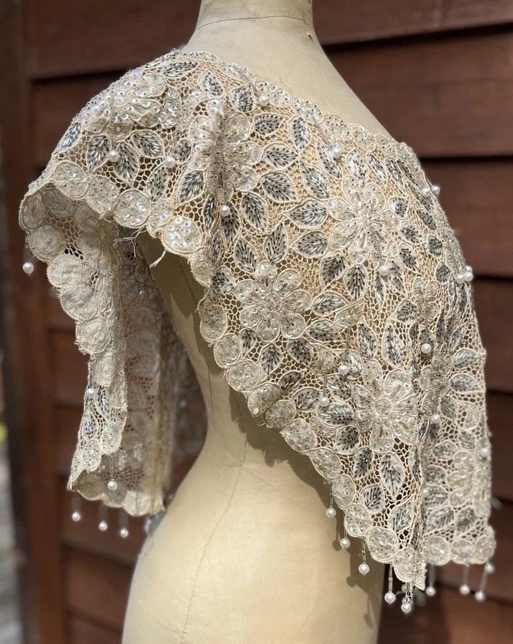 Disfraz de corneta vintage años 60’s 70’s, burlesque, capa, lentejuelas, cuentas Foto 3 de 4