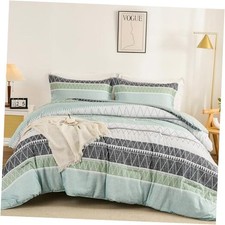 Comforter Set-Sage Green Comforter, Reversible Boho King Sage Green  Grey