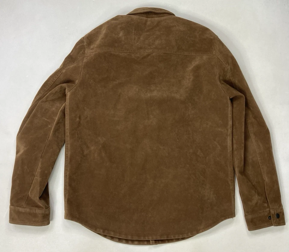 Levi's Faux Suede Western Shacket Shirt Jacket Men Medium Brown Pockets - Image 3 of 4