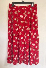 Sag Harbor Skirt Womens L Red Floral Peasant Boho Festival Flower Cottagecore