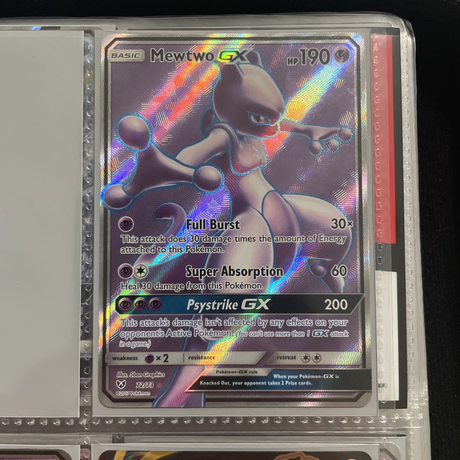 Mewtwo GX 72/73 Full Art Ultra Rare Pokémon Shining Legends Holo NM