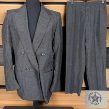Unbranded 2 Piece pants Suit Womens 8  28X27 Dark Gray Flecked Made in USA