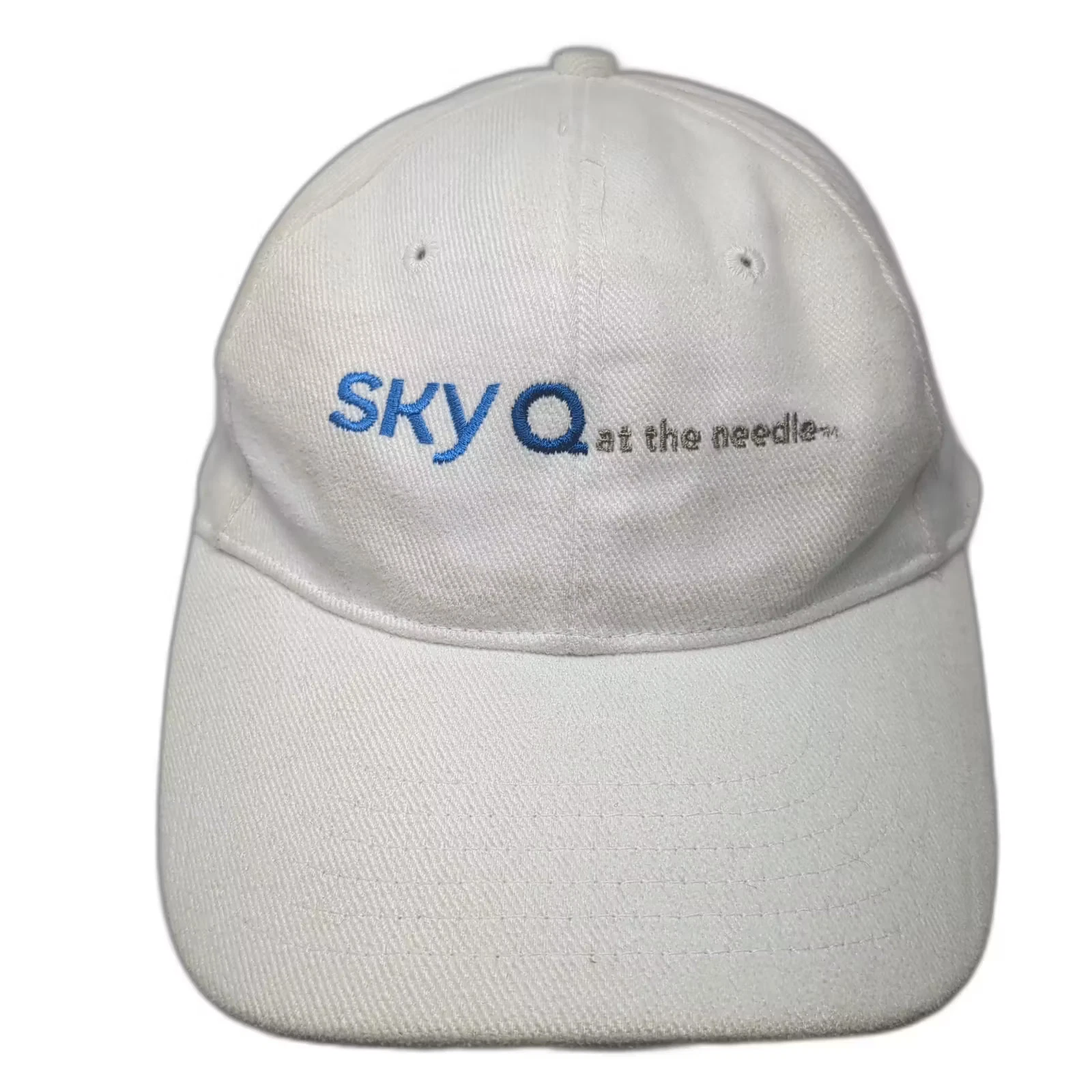 Port and Company White Blue Baseball Cap OS Cotton Embroidered Adjustable Hat