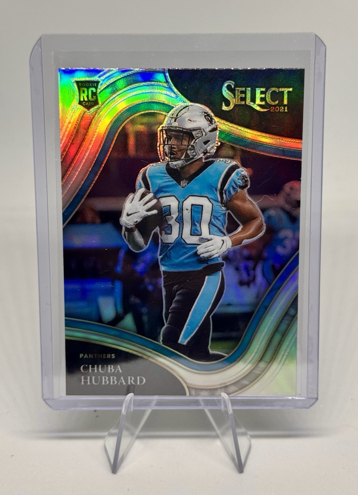 2021 Panini Select Chuba Hubbard RC Silver Prizm Rookie Field Level Panthers