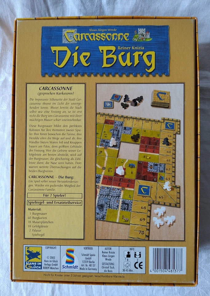 TOP neuwertig komplett - Carcassonne Die Burg - Spiel für zwei - Hans im Glück - Bild 3 von 4