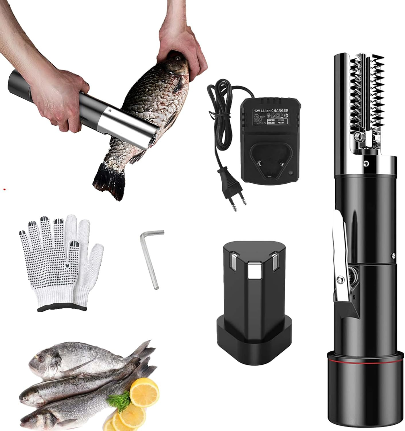 Pulitore Squame Pesce Elettrico 125W - Motore Brushless & IPX7 Waterproof