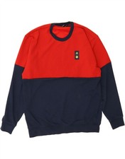 ADIDAS Mens Sweatshirt Jumper Large Red Colourblock Cotton AU10