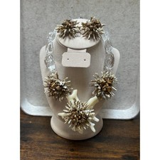 Vintage Coral Reef Necklace Earrings Set Faux Coral Lucite Sea Urchin Coastal