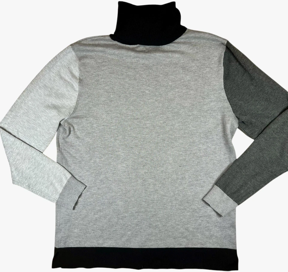Suéter de cuello alto Calvin Klein Colorblock para hombre M gris negro manga larga tejido Foto 2 de 3