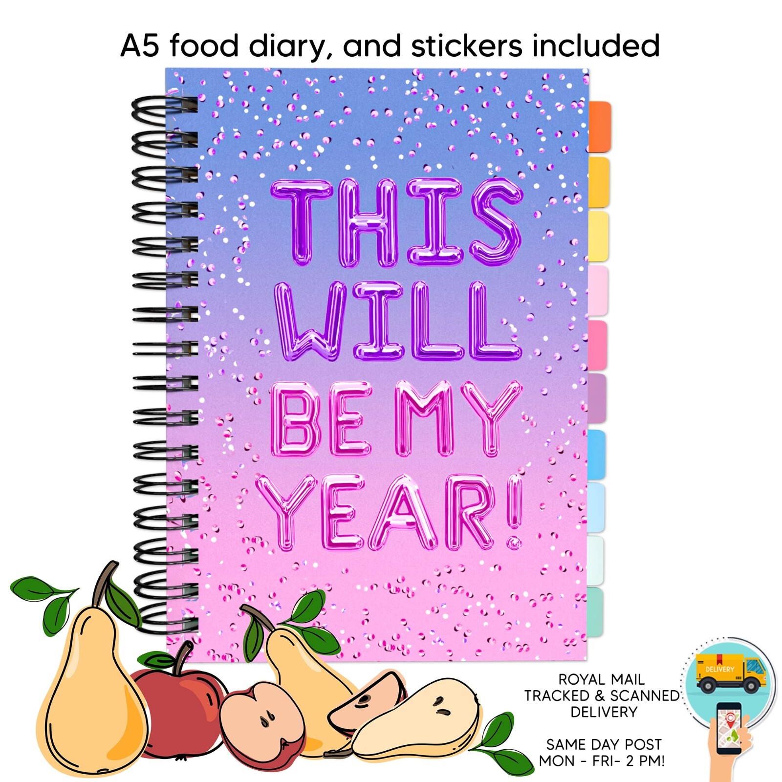 Slimming Diet Compatible Food Diary Book Planner Weight Loss Tracker Journal 💖