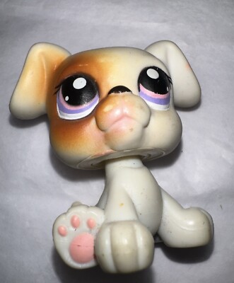 Littlest Pet Shop LPS Hasbro #84 Boxer Brown White Puppy Dog Purple ...