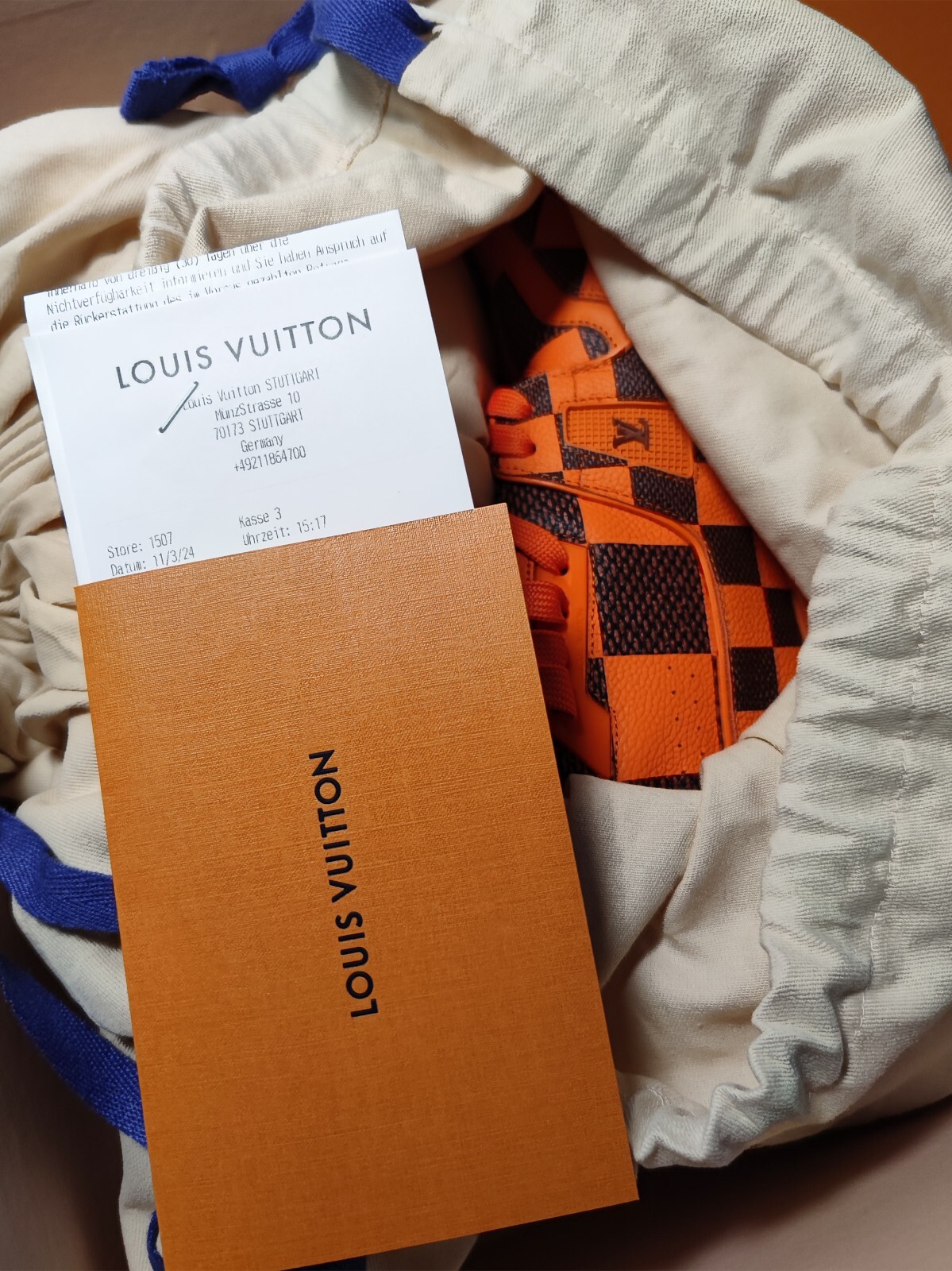 Louis Vuitton LV Trainer Damier ORANGE - Pharrell Williams - Size 10 - Orange image 5