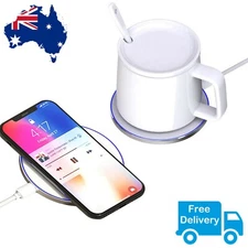 Self Heating Coffee Mug Cup Camping Porcelain Temperature Warming Hot Tea Qi Pad