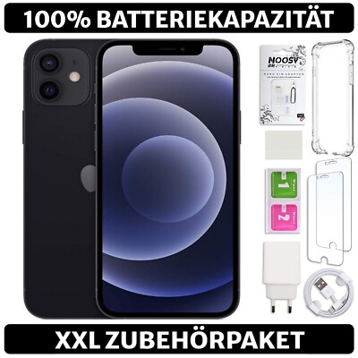 Apple iPhone 12 - 64 128 256 GB - Schwarz Grau - 100% Batterie - XXL Starterset