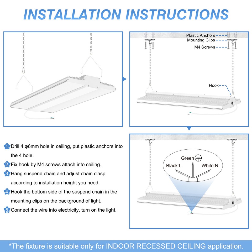 LED Linear High Bay Area Light 200W Commercial Warehouse Parking Shop
