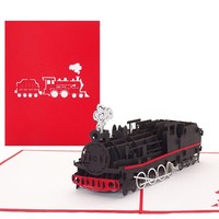 "Pop Up Karte \"Eisenbahn\" 3D Geburtstagskarte, Reisegutschein, Geschenkverpackung"