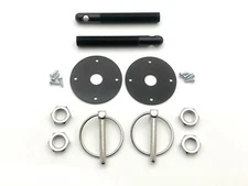Hood Pin Kit Latch Bonnet Flip-Over Style Universal GM Chevy Ford Mopar Black
