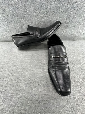 HUGO BOSS Loafer Shoes Men's Size Black Leather Super Prime