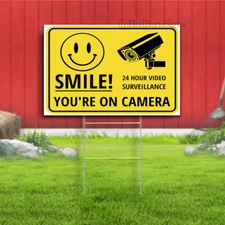 Smile Your On Camera Sign with Stake Security Surveillance yard sign