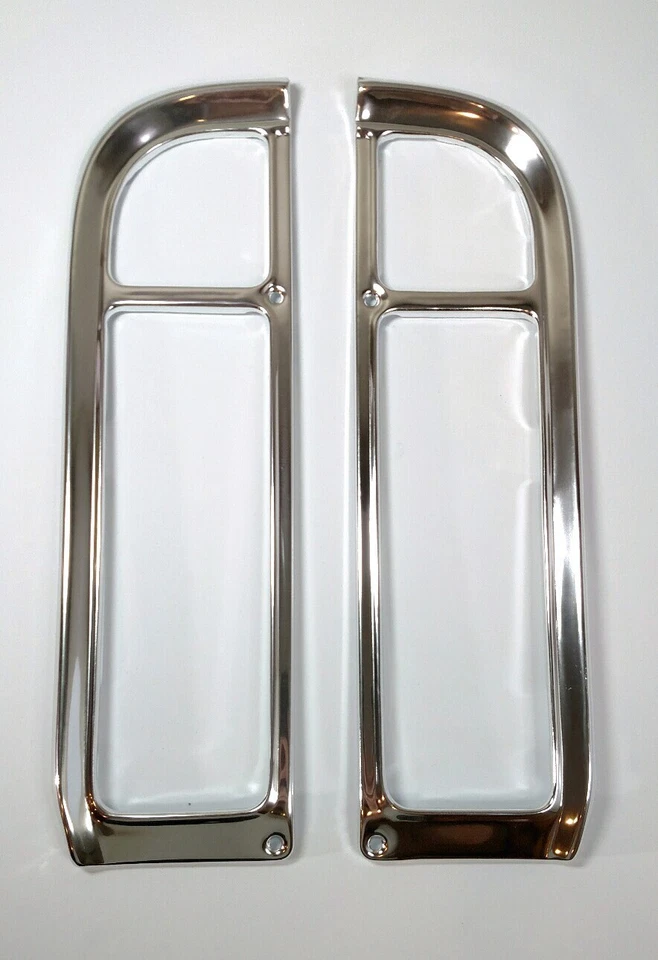 Juego de lentes de lámpara de luz trasera Fleetside y biseles cromados para camioneta Chevy GMC 1969-72 Foto 2 de 4