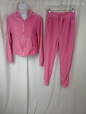 Shein Sxy Velvet Full Zip Hoodie And Joggers Set Pink Womens Size S