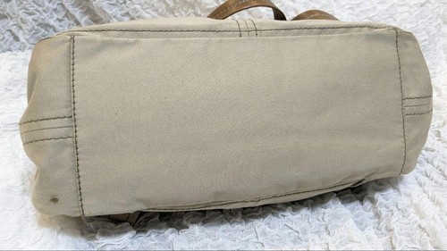 Miu Miu Archive Boston Handbag Brown Beige Leather Cotton Used Gently Auth JAPAN - Picture 12 of 20
