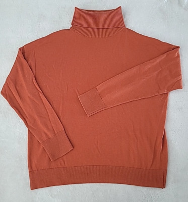 Kerisma Womens Wool Blend Turtleneck Sweater Rust Orange Long Sleeve Oversized S
