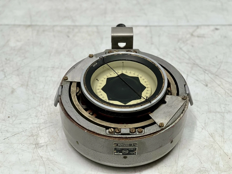 Brújula náutica de aluminio vintage de salvamento de barco auténtico KM 100-3 marítimo Foto 3 de 4