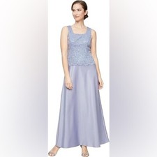 Alex Evenings Embroidered Lace Mock Two-Piece Gown