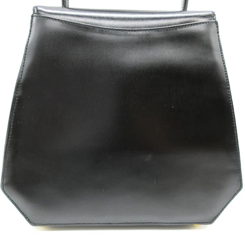 CELINE Triomphe Logo Shoulder Hand Bag Leather Black Gold Made In Italy M631