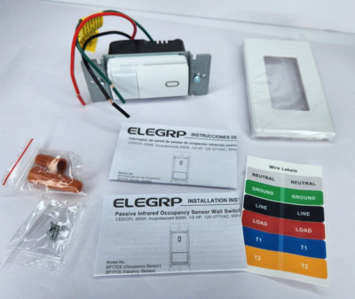 4 Pack Elegrp Single-Pole Occupancy Sensor Motion Activated Wall Switch