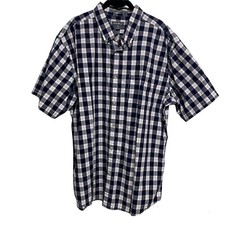 Eddie Bauer mens blue red white plaid Short sleeve button shirt xl classic fit