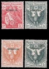 Somalia 1916 SEMI-POSTAL SET MNH #B1-B4 toned spot on B4 natural gum skips