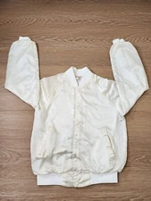 Vtg HARTWELL Satin Snap Jacket Sz Small Soft 2 Touch Coat 80s USA Made Distress