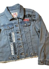 Justice Girls Distressed Jean Jacket Size 12 Perfect Condition