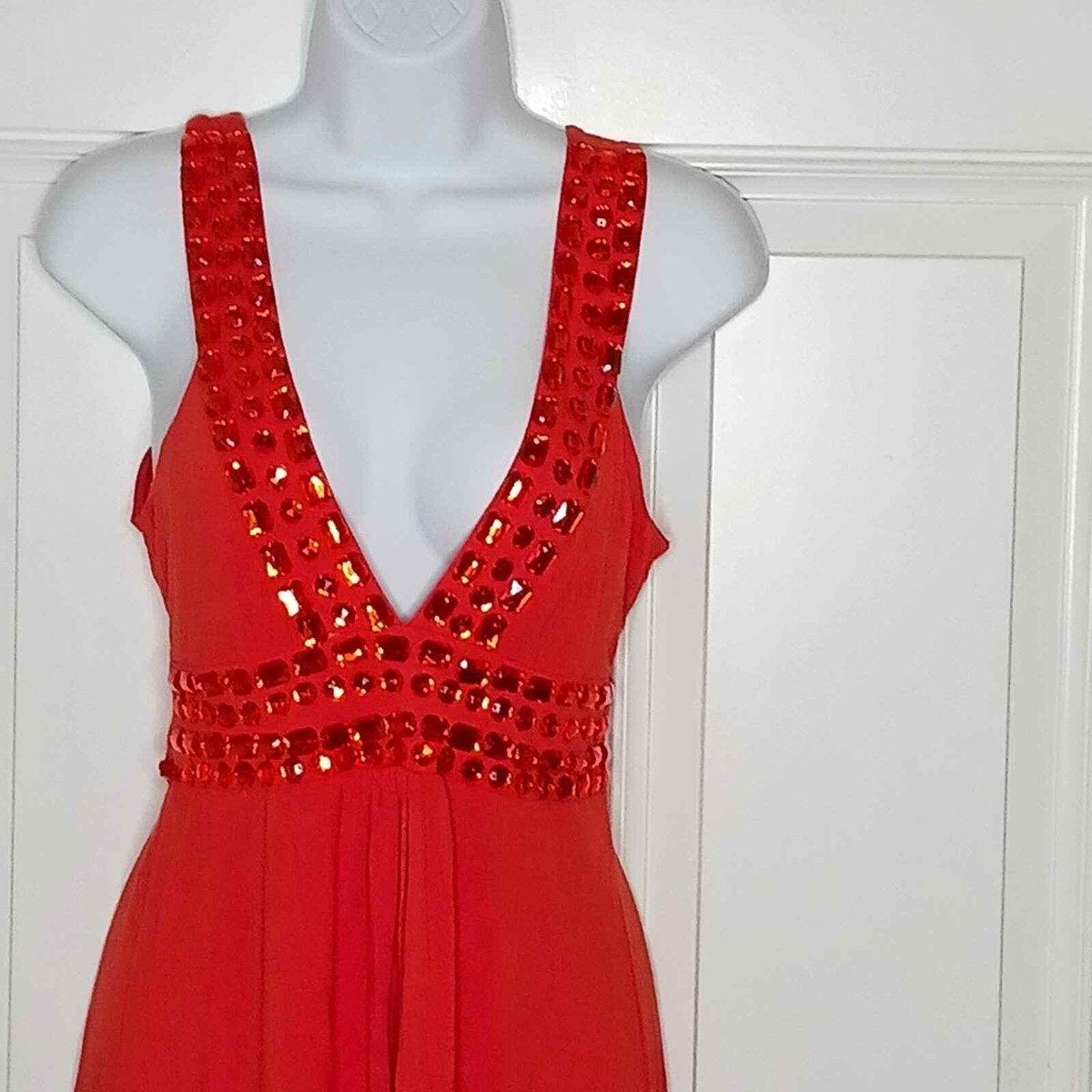 beaded empire waist dress Fully Beaded Sweetheart Empire Waist Satin Side Slit Party Evening Dre –  WhenGirl main image 1