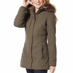 women's green coat with fur hood