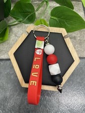 4" Silver-Tone Silicone Bead Love Scripture Keychain Purse Backpack New B2579