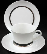 Block Platino Trio Lot of Cup and Saucer Set with Bread & Butter Plate
