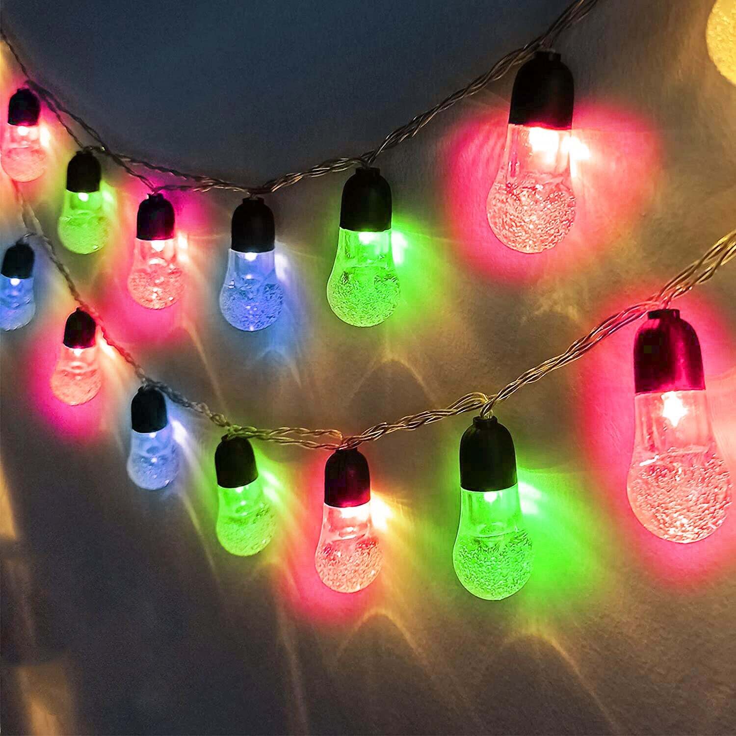Solar Outdoor String Lights 60LED Crystal Globe Lights Waterproof