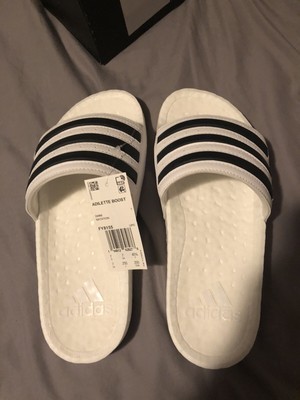 Adidas Adilette Boost Slides Cloud White / Core Black FY8155 Men's 7 Brand New | eBay