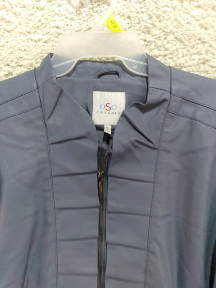 Jaqueta Oso Casuals Feminina 1X Azul com Zíper Manga Longa Bolsos Poliuretano - Imagem 2 de 4