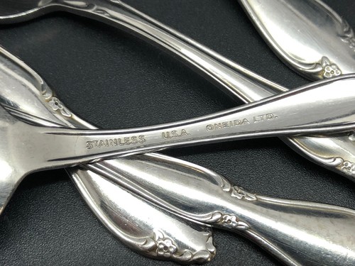 Oneida Ltd USA Stainless Set of 6 BERKELEY SQUARE 6" Teaspoons (RF1071) - Picture 4 of 4