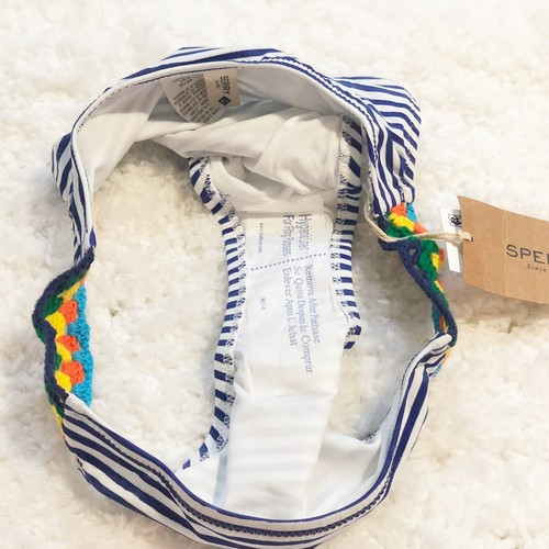 NWT Sperry Caribbean Sunset hipster striped crochet bikini bottoms xs white blue - Picture 4 of 5