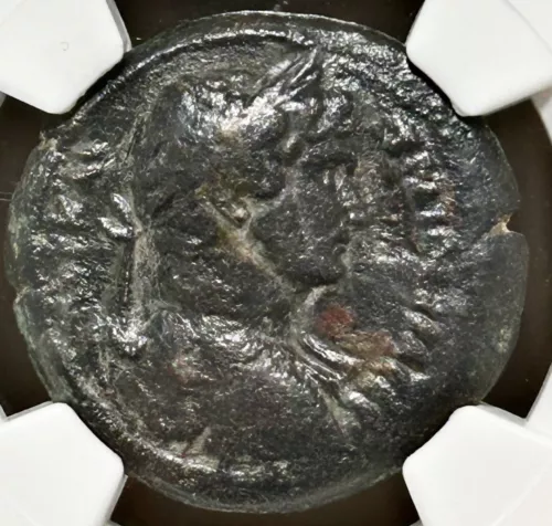 Hadrian Egypt Alexandria AE Hemidrachm yr 12 AD 127/8 Euthenia reclining NGC F