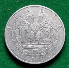 MONETA COIN REGNO ITALIA VITTORIO EMANUELE III° DUE 2 LIRE 1939 XVII° AMAGNETICA