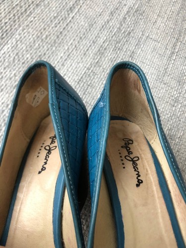 PEPE JEANS LONDON Mujer Zapatos Cuero Tacón Azul Puntera Abierta Talla EU38 - Imagen 4 de 15