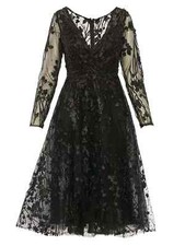 NEW, Mac Duggal Embellished Floral Fit-&-Flare Dress in Black Size 8   #WD294