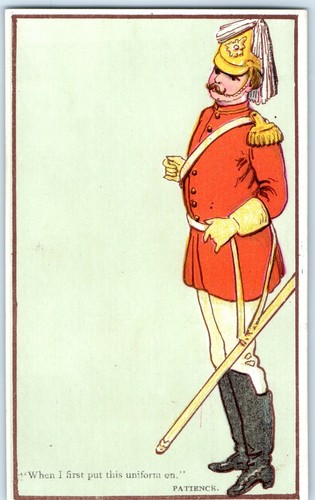 Tarjeta comercial de paciencia de guardia de hombre femenino de la década de 1880 Oscar Wilde Gilbert Sullivan C29 - Imagen 2 de 3